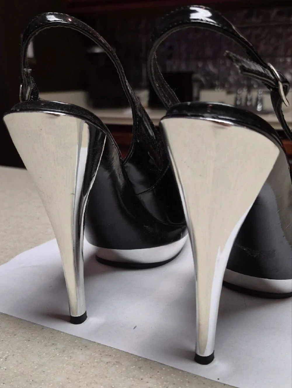 Elle Black Patent Star-Embellished Slingback Platform Heels - Picture 4 of 5